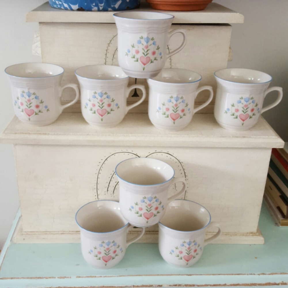 Vintage NEWCOR STONEWARE Mugs Set of 7